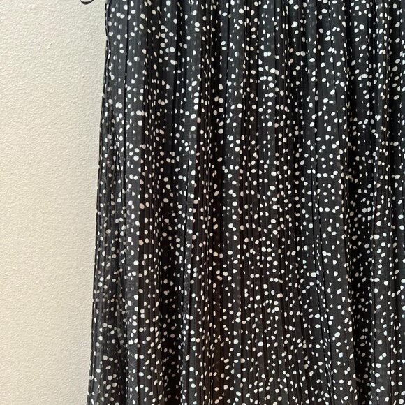 Flowy Black & White Polka Dot Midi Skirt - Picture 2 of 5